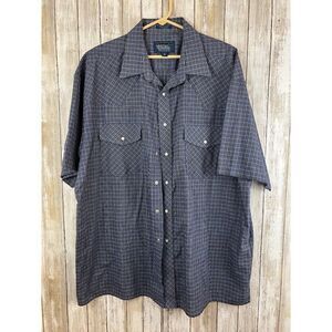 Salmon River Traders Western Button Up Blue Checkered Design Men's 1X